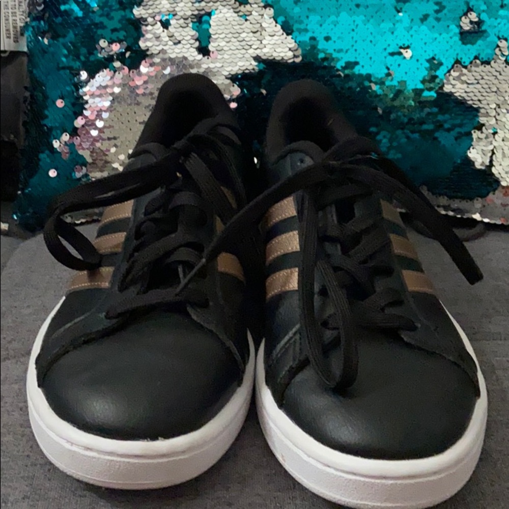 Never worn before black and rose gold adidas
